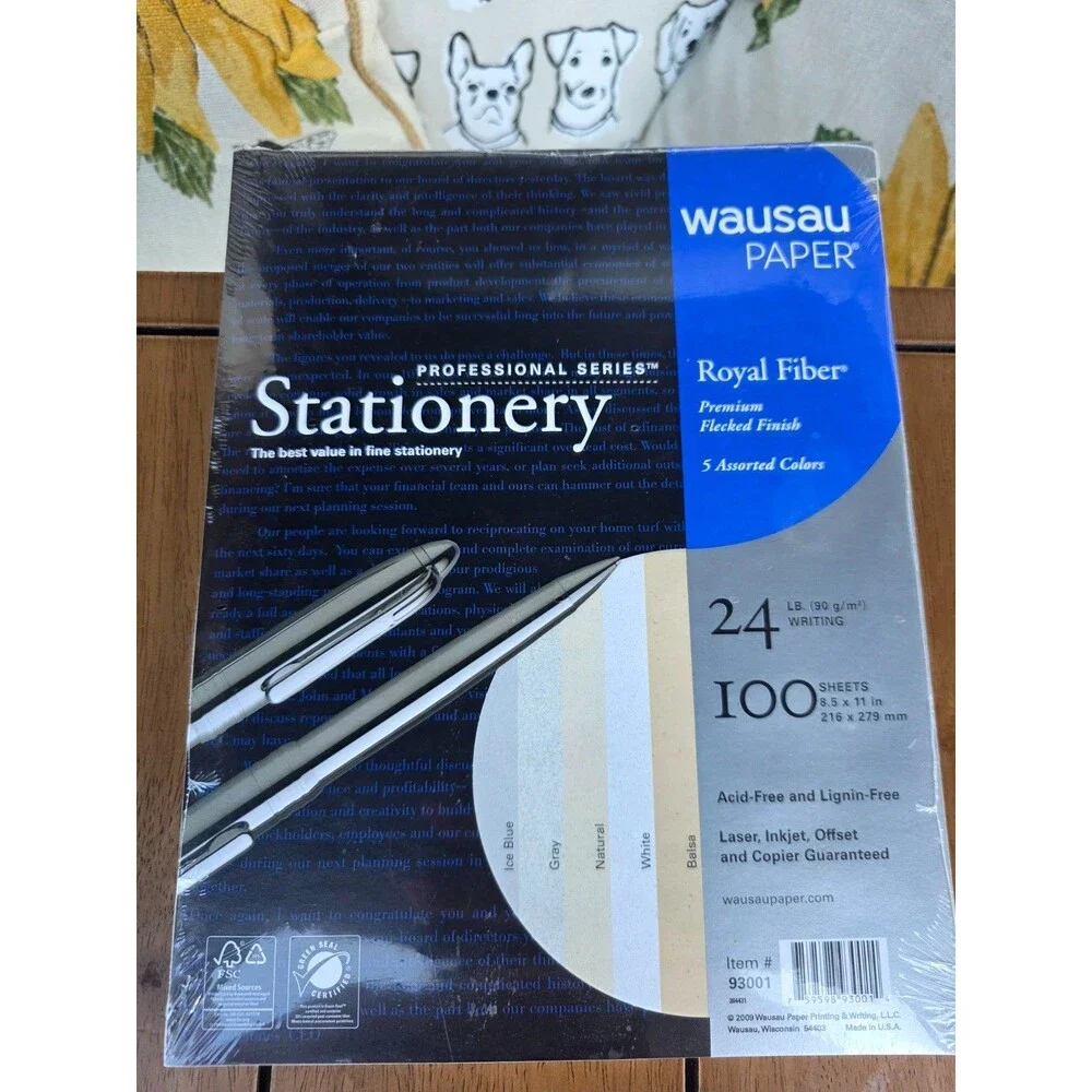 VTG Wausau Royal Fiber Stationery Paper 100 Sheets Sealed Assorted Colors Discon